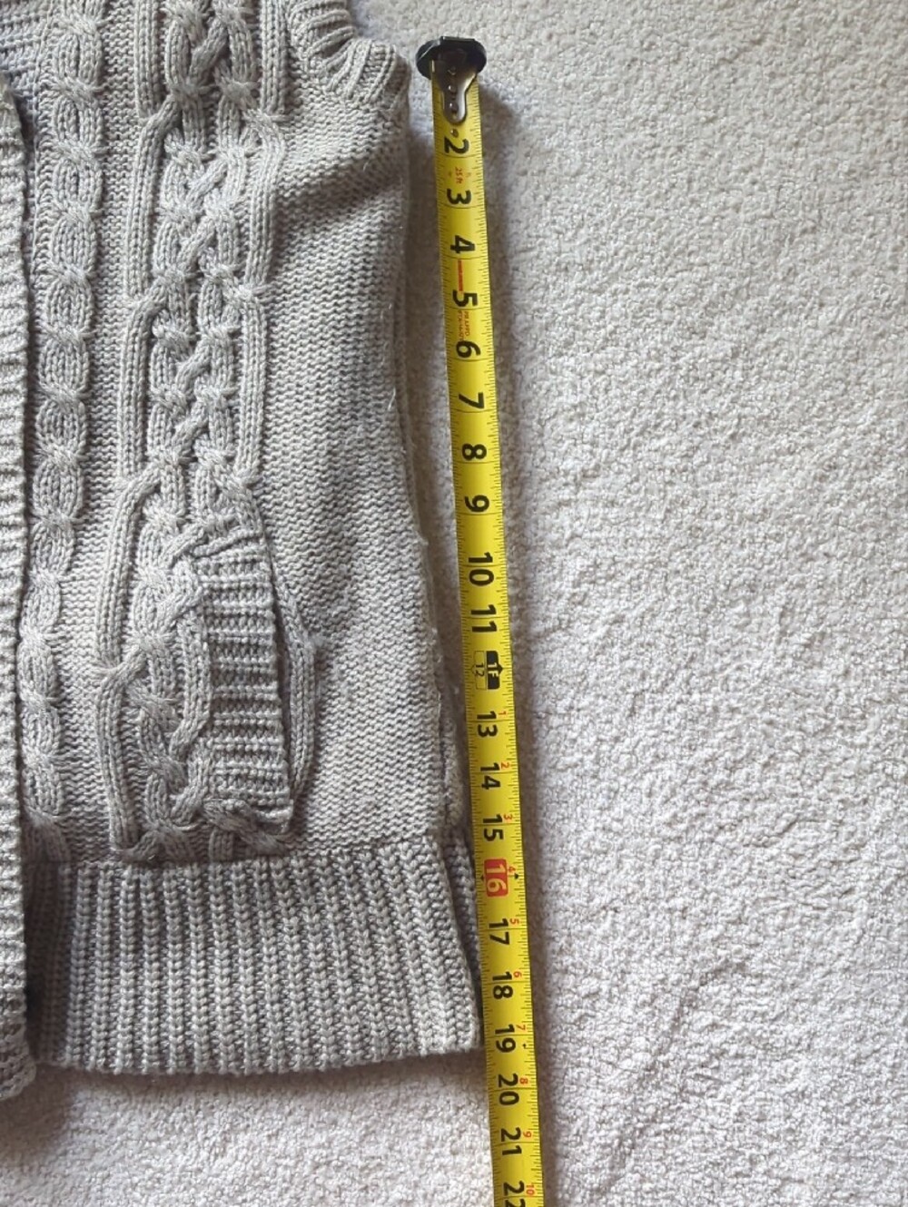 Ci Sono Light Taupe Cable Knit Sleeveless Hooded Cardigan - Picture 11 of 12